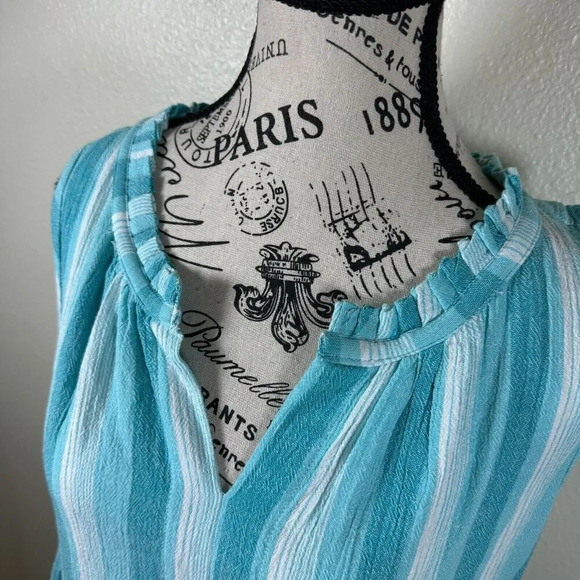Tuckernuck Aquamarine Striped Salty Paloma Dress /Caftan Casual Vacation Size XS - Picture 4 of 10